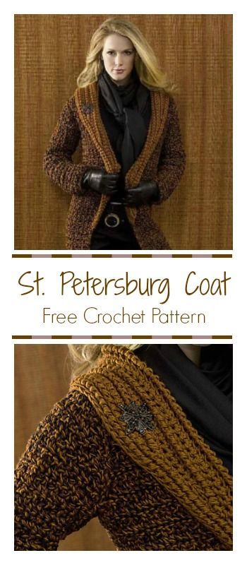 St Petersburg Free Crochet Pattern. #crochetcoat #freepattern #winter #jackets #crochetkim Fashionable Crochet, Crochet Coat Pattern, Coat Crochet, Crochet Jackets, Crochet Apparel, Crochet Bodycon Dresses, Crochet Jacket Pattern, Crochet Cardigans, Black Crochet Dress