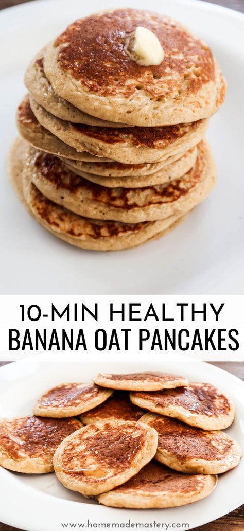 Oatmeal Banana Pancakes, Oats Yogurt, Healthy Banana Oatmeal, Banana Oatmeal Pancakes, Menu Sarapan Sehat, Banana Oat Pancakes, Oatmeal Banana, Healthy Pancakes, Resep Smoothie