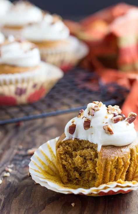 Adding canned pumpkin puree to a boxed spice cake mix yields the easiest, flavorful fall cupcakes! Pumpkin Cupcakes With Spice Cake, Cake Mix And Canned Pumpkin, Easy Pumpkin Spice Muffins, Canned Pumpkin Recipes, Cake Mix Cupcakes, Dump Cake Pumpkin, Pumpkin Recipes Easy, Fall Cupcakes, Pumpkin Spice Muffins