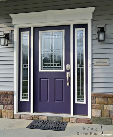 How about a purple door? It's a color most loved by creative souls. Purple Front Door, Entry Door Colors, Purple Front Doors, Door Painting, House Colours, Gray House, Door Colors, Purple Door, Door Paint Colors