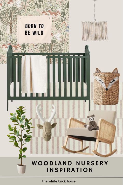 A woodland themed nursery idea board with blush. A baby girl nursery design full of ideas with blush and woodland themed decor. A design for a little girls nursery with woodland and blush accents. Nursery ideas for a baby girl. Forest Aesthetic Nursery, Forest Themed Boy Nursery, Nursery Ideas Forest Theme, Wilderness Nursery Woodland, Woodland Nursery Color Scheme, Forrest Nursery Boy Baby, Forest Nursery Boy, Boy Mountain Nursery, Nursery Forest Theme