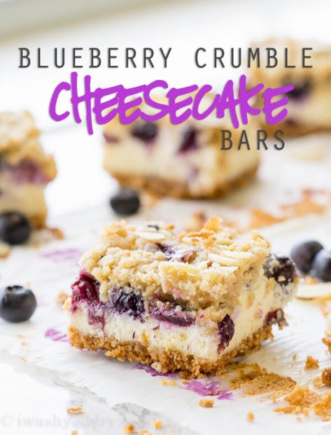 Blueberry Crumble Cheesecake, Crumble Cheesecake, Cake Blueberry, Blueberry Cheesecake Bars, Lemon Cheesecake Bars, Super Easy Desserts, Mom Recipes, Cake Cheesecake, Cheesecake Bar Recipes