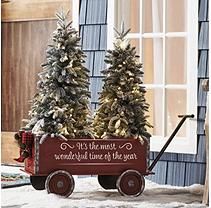 Member's Mark Vintage Wagon and Trees (Flocked) Red Wagon Christmas Decor, Sleigh Decorations, Backyard Christmas, Christmas Wagon, Christmas Farmhouse Decor, German Market, Christmas Studio, Mark Vintage, Christmas Bazaar