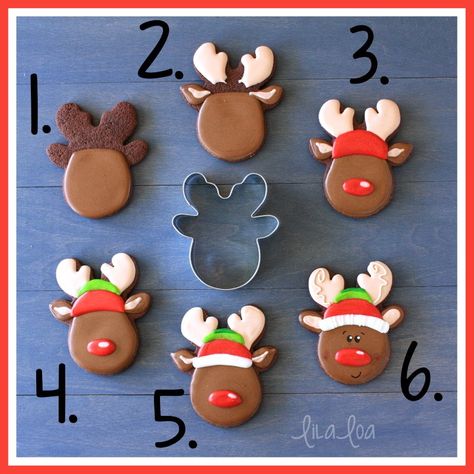 Christmas Cookies Reindeer, Reindeer Sugar Cookies, Sugar Cookies For Christmas, Christmas Reindeer Cookies, Biscuits Noel, Breadstick Recipe, Christmas Icing, Cookie Decorating Tutorial, Sunday Christmas