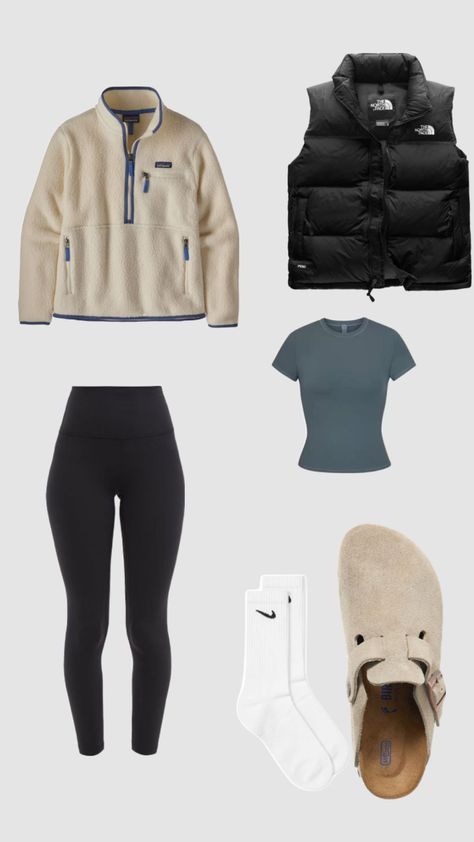 Camping Leggings Outfit, Outdoor Comfy Outfit, Aesthetic Outdoor Outfits, Womens Summer Camping Outfits, Camping Winter Outfits, Winter Fleece Outfit, Winter Backpacking Outfits, Woodsy Outfits Women, Church Camp Outfits Winter