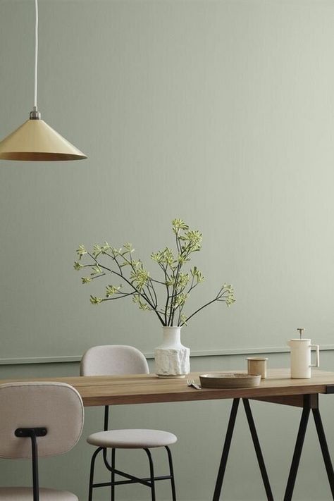 The Top 20 Green Paint colours of all time Green Paint Colors, Diane Keaton, Green Interiors, Room Interior Design, Green Paint, Dining Room Design, Wall Color, Ash Grey, Modern Dining