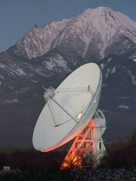 The Nobeyama 45m radio telescope at the Nobeyama Radio Observatory in Japan. Image:NAOJ Moon Colony, Astronomy Observatory Aesthetic, Radio Telescope, Astral Observatory, Home Astronomy Observatory, Mangalyaan Satellite, Museum Of Curiosity, Satellite Antenna, Radio Astronomy