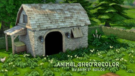 Super quick recolor of the animal shed in a more alpha style, its by no means perfect but I tried! Standalone recolor. Enjoy! DOWNLOAD 🐮  (patreon, free) Sims 4 Cottage Living, Sims 4 Cottage, Sims Medieval, Farm Shed, Sims 4 Cc Folder, Sims 4 House Design, Forgotten Realms, Sims Four, Live Animals