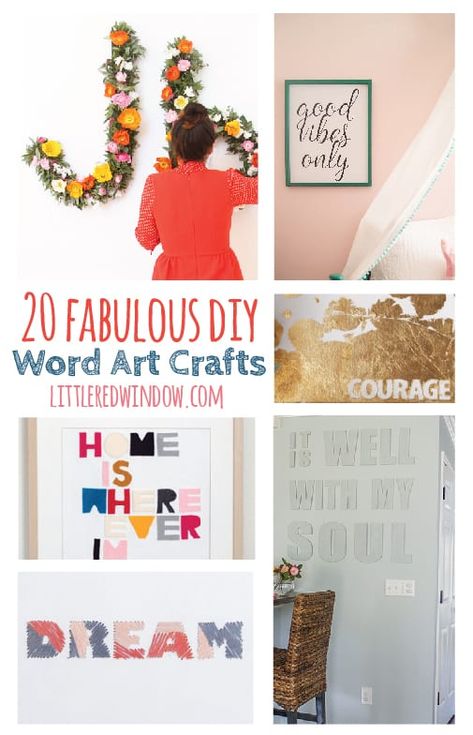 20 Fabulous DIY Word Art and Typography Crafts! | littleredwindow.com Diy Word Art, Craft Night Projects, Graphic Graffiti, Word Art Typography, Window Crafts, Fabulous Diy, Work Diy, Art Typography, Easy Craft Projects