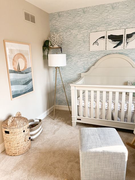 Boho Nautical Nursery, Oyster Nursery, Ocean Theme Nursery Boy, Nursery Room Inspiration Ocean, Jonah And The Whale Nursery, Baby Boy Ocean Theme Nursery, Whale Nursery Theme, Coastal Nursery Neutral, Neutral Ocean Nursery