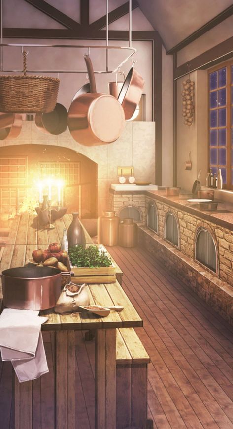 Old Fashion Kitchen, Kitchen Background, Ikemen Series, Anime House, Old Fashioned Kitchen, Episode Interactive Backgrounds, Anime Places, Episode Backgrounds, Fantasy Rooms