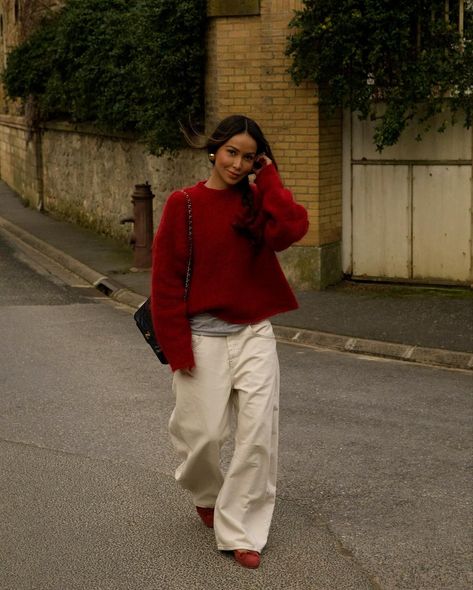 Street Style: Get The Look Latina Outfits, Looks Pinterest, Style 2023, Looks Party, Red Sweater, Mode Inspo, 가을 패션, Mode Vintage, Looks Style