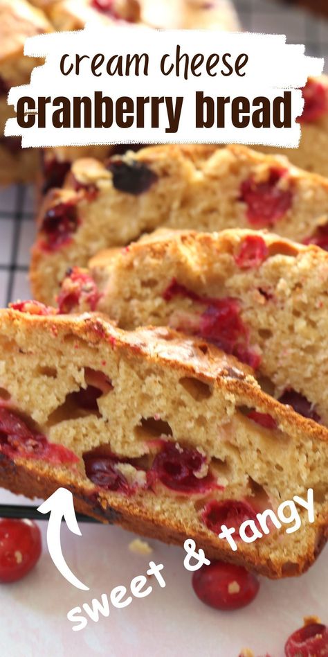 Cream Cheese Cranberry Bread is an easy quick bread recipe full of tangy cranberries and sweet cream cheese. This soft and tender loaf makes a great snack, breakfast or holiday baked good. This cranberry loaf is also wonderful as a Christmas morning breakfast. Cranberry Loaf Bread, Cream Cheese Cranberry Bread, Cranberry Cream Cheese Loaf, Cream Cheese Cranberry Loaf, Christmas Cranberry Loaf, Cranberry Loaf Recipe, Cranberry Bread Recipes Easy, Cranberry Loaf, Cranberry Bread Recipes