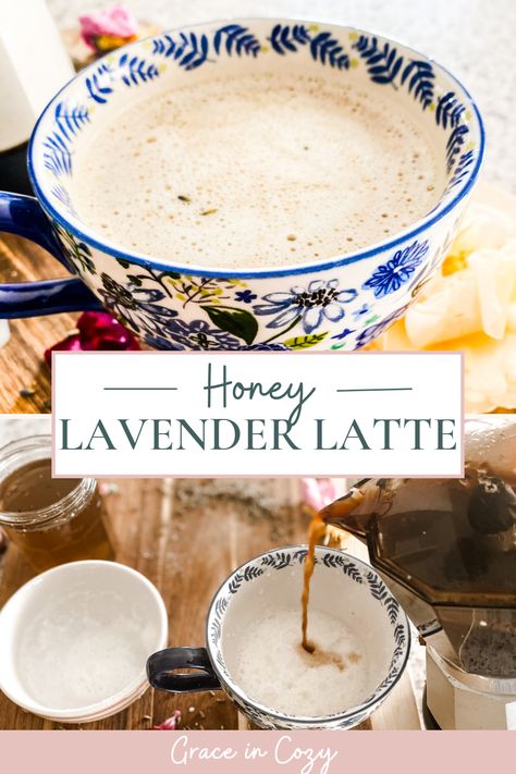 Honey Lavender Latte, Honey Drinks, Lavender Latte Recipe, Honey Latte, Lavender Latte, Nespresso Recipes, Honey Drink, Lavender Recipes, Honey Lavender