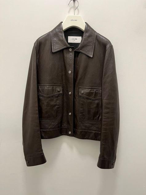 Celine Leather Jacket in Dark Brown Color | Grailed Classy Outfits Men, Men's Outerwear, Dark Brown Color, Mens Outerwear, Leather Jackets, Classy Outfits, Brown Color, Dark Brown, Leather Jacket