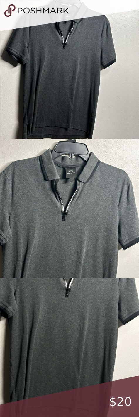 Armani Exchange Men Gray Polo Shirt Short Sleeve Size Small. Grey Polo Shirt, Armani Exchange Men, Shirt Short Sleeve, Armani Exchange, Polo Shirt, Grey