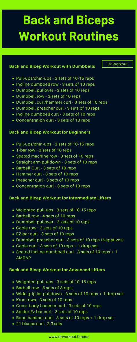 Back and Biceps Workout Routines Back And Bicep Workout For Men, Mens Bicep Workout, Gym Routine For Beginners, Arnold Schwarzenegger Workout, Strength Workout Plan, Fat Loss Gym Workout, Back And Biceps Workout, Advanced Workout Routine, Rock Workout