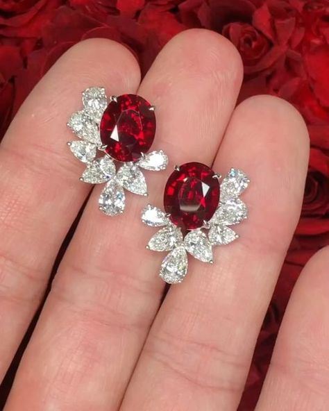 Wendy-Ruif on Instagram: "Total 11.04ct lab grown ruby earrings❤️❤️❤️ Center Stone:11.04ct lab grown ruby Said stone:4.915ct lab grown diamond Metal:PT950  Can do 18k 14k 10k and 9k gold or 925sliver  Popular simple design, suitable for daily wear and party gift.   Welcome to custom your own dream jewelry at best price   #labgrowndiamonds  #labdiamondring #labdiamondjewelry  #aliexpress#ruifjewelry#jewelry #jewelrymaking#gift#smile #gemstone#loosestone #jewelrydesigner #jewelrymaker #jewelrymaking #ringmaker #gemstonesale #gemstonejewellery #shipping #onlineshopping#finegems #diyjewellery#jewelrydiy  #weddingdiamond #weddingjewellery  #cvd #cvddiamond  #diamondearrings #goldearrings" Ruby Earing Designs, Ruby Jewelry Earrings, Diamond Necklace Designs, Colour Stone, Ear Ring, Cvd Diamond, Ruby Earrings, Ruby Jewelry, Earrings Studs