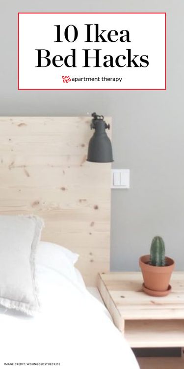 IKEA Bed Frame Hacks - DIY Headboard Projects | Apartment Therapy Ikea Headboard Ideas, Malm Storage Bed Hack, Ikea Bed Frame Hack, Ikea Bed Diy, Släkt Bed Ikea Hack, Tarva Bed Frame Hack, Ikea Bed Headboard, Headboard Update, Bed Frame Hack