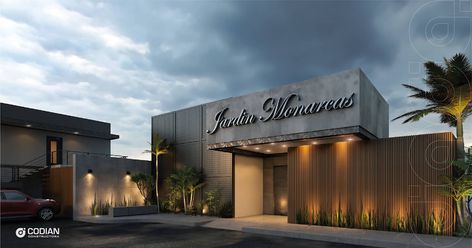 Salón jardín locaciones para eventos de estilo moderno de codian constructora moderno | homify Restaurant Entrance, Restaurant Plan, Plaza Design, Retail Facade, Events Place, Facade Architecture Design, Architecture Building Design, Spa Decor, Showroom Design