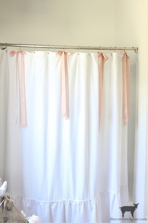 College Bathroom, Cottage Style Bathrooms, Bathroom Redecorating, Girly Bathroom, Dorm Bathroom, Ruffle Shower Curtains, Pink Bathroom Decor, College House, Cute Apartment