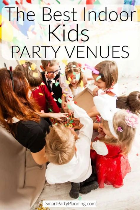 Selection of various indoor kids party venues that will be perfect for your child's birthday party. With activities for different interests, and budgets there is guaranteed to be a fun place that will ensure all party guests will have a great time. Kids Party Venues, Indoor Birthday Parties, Birthday Party Locations, Indoor Birthday, Birthday Party Places, Birthday Party Venues, Indoor Kids, Party Themes For Boys, 5th Birthday Party Ideas