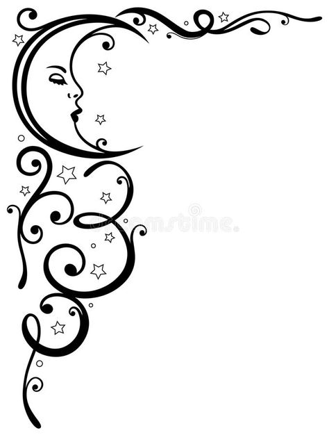 Moon And Stars Drawing Pencil, Moon And Stars Doodle, Moon And Stars Drawing, Moon Stars Art, About Moon, Stars Vector, Mystical Tattoos, Dog Scrapbook, Drawing Stars