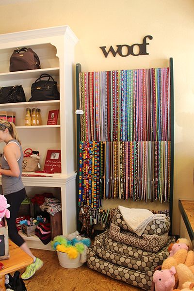 Leash display | Where to Shop in Napa Valley Leash Display Ideas, Dog Bed Display Retail, Dog Boutique Display Ideas, Leash Display, Dog Leash Display, Pet Shop Window Display, Pet Shop Display, Dog Retail Store Display Ideas, Pet Store Ideas Display Retail Design