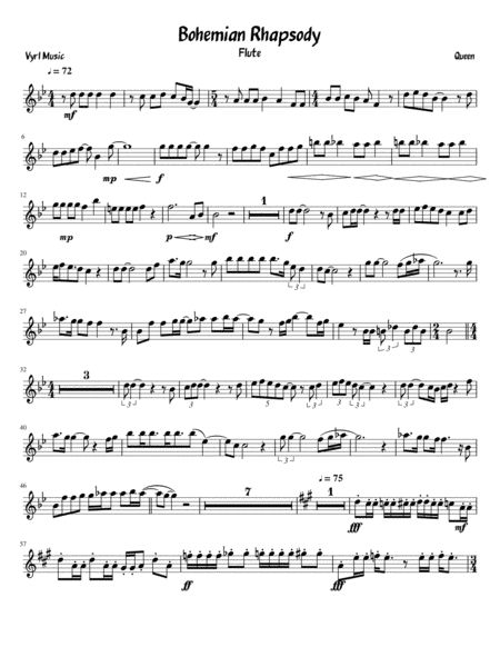 Flute Sheet Music Sweater Weather, Bohemian Rhapsody Flute Notes, Bohemian Rhapsody Sheet Music, Flute Music Sheet, Flute Songs, Free Flute Sheet Music, Sheet Music Flute, Oboe Music, Flute Notes