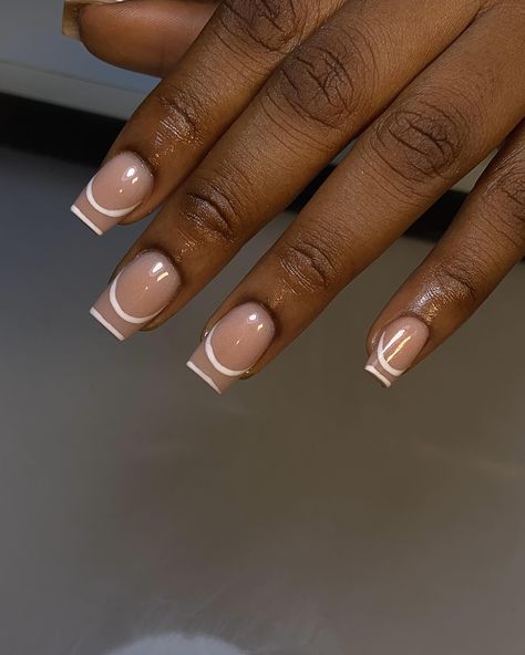 Short Tips Nails Gel, Squoval French Tip Nails Short, Clean Girl Nails Square, Shirt Square Nails, Short Nail Designs Square, Square Round Nails, Simple Elegant Nails, Uni Vibes, Shorties Nails