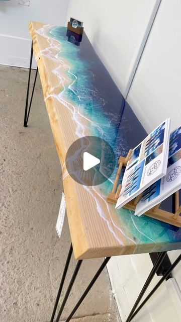 Kelly Duffy on Instagram: "Check out my selection of live edge epoxy resin wave tables 🌊🌊 If you’re thinking about adding one of these beautiful console tables or coffee tables to your home, visit my website to order yours now.  MOTHERS DAY SALE is live for 3 more days so hurry!" Ocean Resin Table, Wave Resin Art, Resin Waves, Epoxy Resin Wave Art, Live Edge Table Epoxy Ocean, Live Edge, Epoxy Resin, Console Table, The Selection