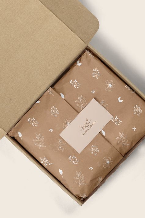 Wrapping Paper Packaging, Printing On Tissue Paper, Line Art Flowers, Small Business Packaging Ideas, Stationery Packaging, Small Business Logo, Branding Design Packaging, Packaging Product, Small Business Packaging