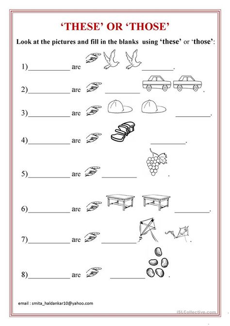 ‘THESE’ OR ‘THOSE’ - English ESL Worksheets for distance learning and physical classrooms English Language Learning Activities, Worksheets For Class 1, English Grammar For Kids, English Worksheets For Kindergarten, Grammar For Kids, Teaching English Grammar, Worksheets For Kindergarten, English Grammar Worksheets, Learning English For Kids