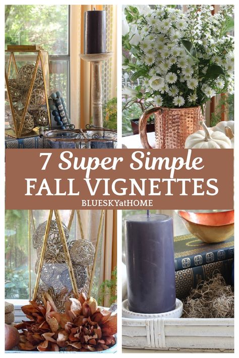 7 Super Simple Fall Vignettes. Use these display ideas to style your fall vignettes for any tabletop, coffee table, living room or home decor. Fall Coffee Table Decor Tray, Coffee Table Fall Decor, Fall Mantels, Halloween Budget, Fall Coffee Table Decor, Coffee Table Decor Tray, Fall Patio, Fall Tray, Vignette Styling