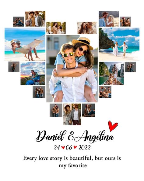 Heart Shape Photo Collage Template Anniversary Gift for Him - Etsy India Photo Album Collage Ideas, Wedding Anniversary Photo Frame Ideas, Love Photo Frame Design, Anniversary Collage Template, Wedding Collage Ideas, Heart Collage Template, Heart Photo Collage Template, Heart Shape Collage, Heart Shape Photo Frame