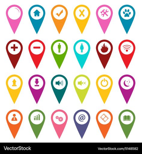 Map Icon, Marker Icon, Map Marker, Map Icons, White Illustration, Icon Set Vector, Icon Set, Markers, Stock Vector