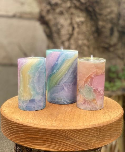 Birthday Gift Table, Funky Candles, Pastel Candle, Fancy Candles, Candle Pattern, Candles Dark, Rainbow Candle, Square Candles, Twist Candle