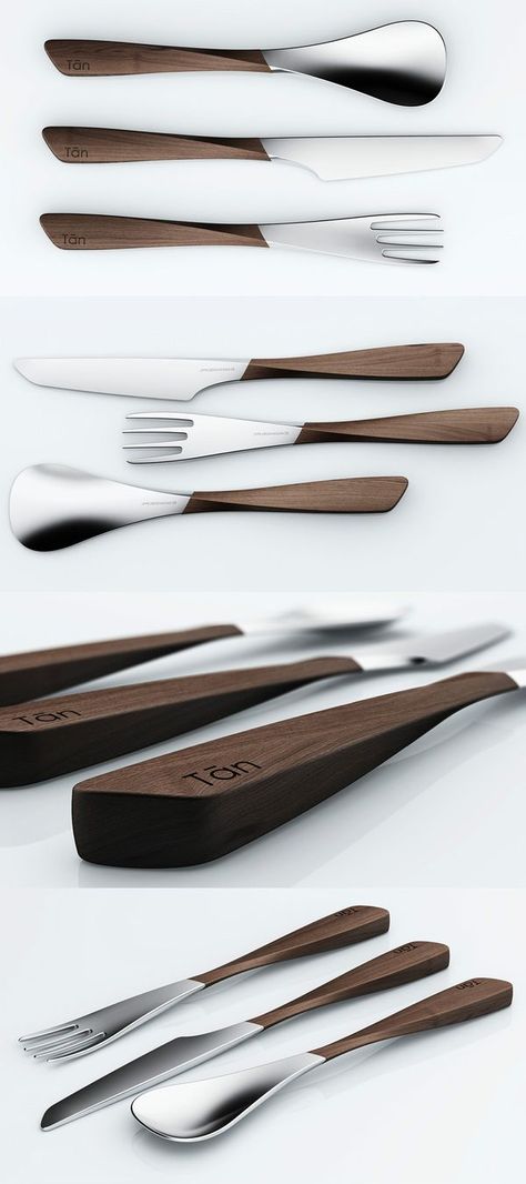 Forks Spoons And Knives, Modern Cutlery, Forks Knives Spoons, Modern Kitchen Utensils, Japanese Silverware, Wood Cutlery, Cutlery Design, Unique Flatware Bed Bath & Beyond, Design Industrial