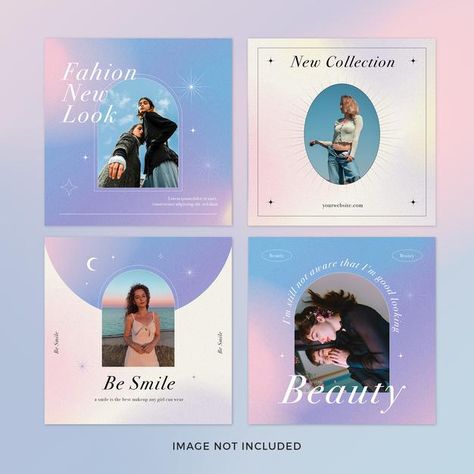 Gradient fashion instagram post set Prem... | Premium Psd #Freepik #psd #design #social-media #instagram #quote Gradient Web Design, Instagram Quote Design, Graphic Design Instagram Posts, Instagram Feeds Design, Canva Ideas Design, Freepik Templates, Post Design Ideas, Canva Design Ideas, Idea Template