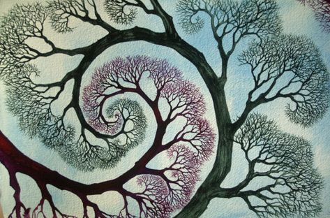 Fractal Tree, Spirals In Nature, Mother Earth Art, Spiral Tree, Spiral Art, Art Drawings Sketches Pencil, Arte Inspo, Fractal Art, Tree Art