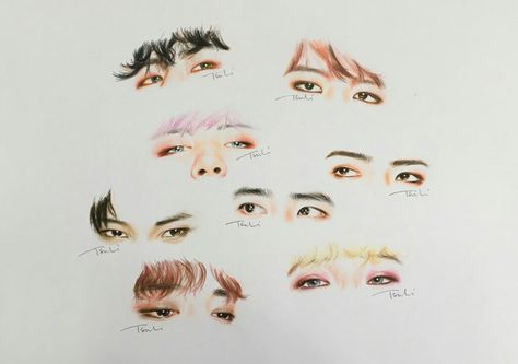 #fanart #EXO #Xiumin #Chanyeol #Kai #Suho #Baekhyun #Sehun #D.O #Chen Exo Fan Art, Exo Fanart, Exo Fan, Exo Xiumin, Painting Art Lesson, Kpop Exo, Suho, Sehun, Chanyeol