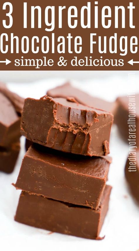 3 Ingredient Fudge Recipe, Fudge Dessert, Easy Chocolate Fudge, Homemade Fudge Recipes, Microwave Fudge, Coconut Dessert, Oreo Fudge, Fudge Recipes Chocolate, Cake Recipes Easy Homemade