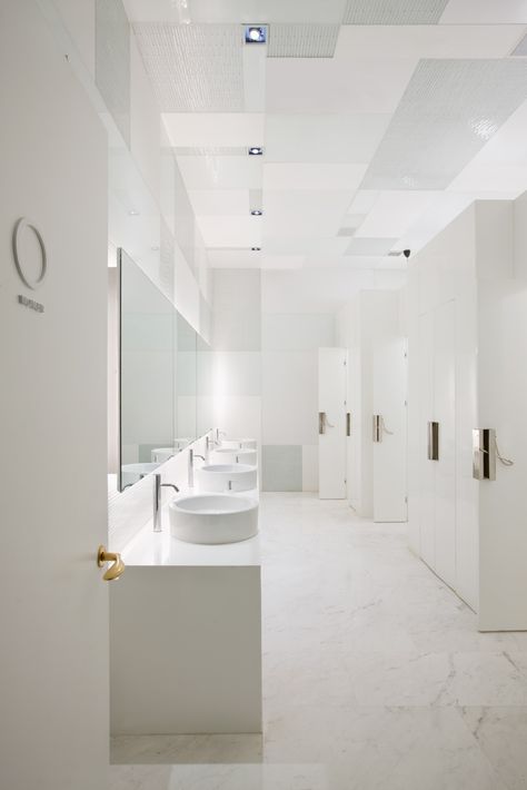 Commercial Restroom Design | Share All White Restroom, White Restroom, Public Washroom, Public Restroom Design, Commercial Restroom, Commercial Bathroom, Public Bathroom, Wc Design, Public Toilet