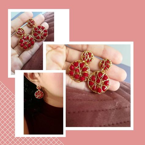 Luar Accessories •Chitré on Instagram: “Diferentes y elegantes aretes, rellenos de cristales rojos💯✨❤ •Pedidos por encargo📥 . . . . #alambrismo #bisutería #luaraccesories✨” Chitre, Color Rojo, On Instagram, Color, Instagram