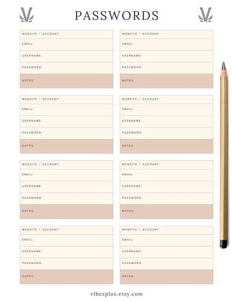 Password Tracker Printable & Fillable, Password Keeper, Password Organizer, Password Log, A4, Instant Download PDF Password Tracker Printable, Tracker Bullet Journal, Password Organizer, Password Tracker, Password Books, Password Keeper, Study Techniques, Password Log, Tracker Printable