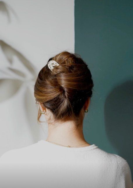 3 Ways To Use A French Hair Pin French Twist Shoulder Length Hair, Using A French Hair Pin, French Pins Hair, French Twist With Comb, French Twist With Hair Pin, French Twist Pin Tutorial, How To Use A Chignon Pin, French Hair Pins Hairstyles, French Twist Hair Pin