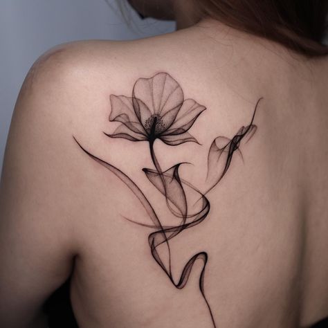 Lightning Flower Tattoo, Smoky Flower Tattoo, Flower Wave Tattoo, Holistic Tattoo, X Ray Flower Tattoo, Hadestown Tattoo, Xray Flower Tattoo, Back Tattoo Flower, Black Orchid Tattoo