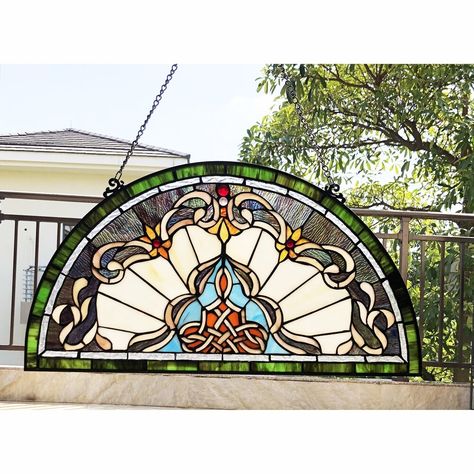 Half Circle Window, Victorian Colors, Window Stained, Glass Theme, Glass Diy, Stained Glass Window Panel, Louis Comfort Tiffany, Victorian Design, Stained Glass Panels