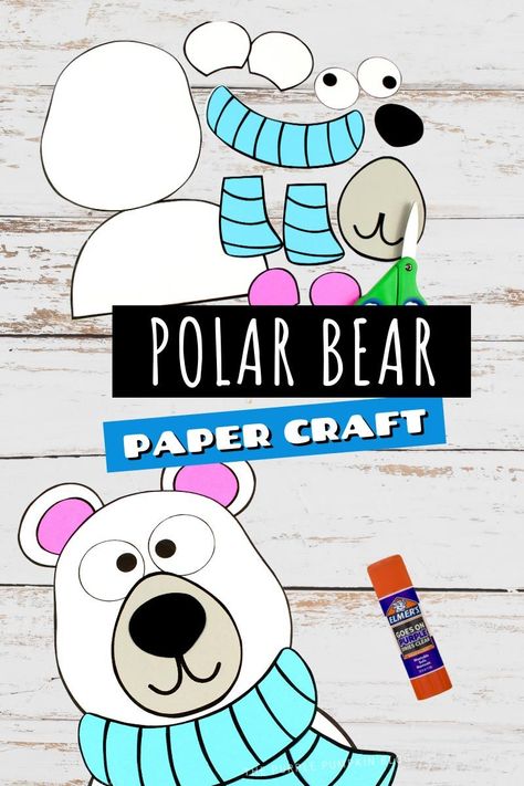 Bear Crafts For Preschoolers, Free Polar Bear Printables, Build A Polar Bear Printable, Polar Bear Template Free Printable, Polar Bear Coloring Pages Free Printable, Polar Bear Bulletin Board, Polar Bear Craft Template, Polar Bear Kids Craft, Polar Bear Craft Preschool