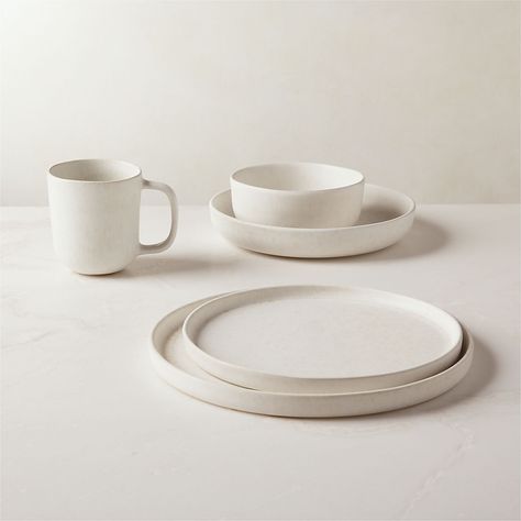 Modern Dinnerware Sets: Black Dishes, White Dishes & More | CB2 Plate Set White, Modern Plate Set, Stoneware Dinner Plates, Stonewear Dinner Sets, Fancy Dishes Dinners, Cb2 Dinnerware, Aesthetic Plates And Bowls, Ivory Dinnerware, Dinnerware Sets Unique